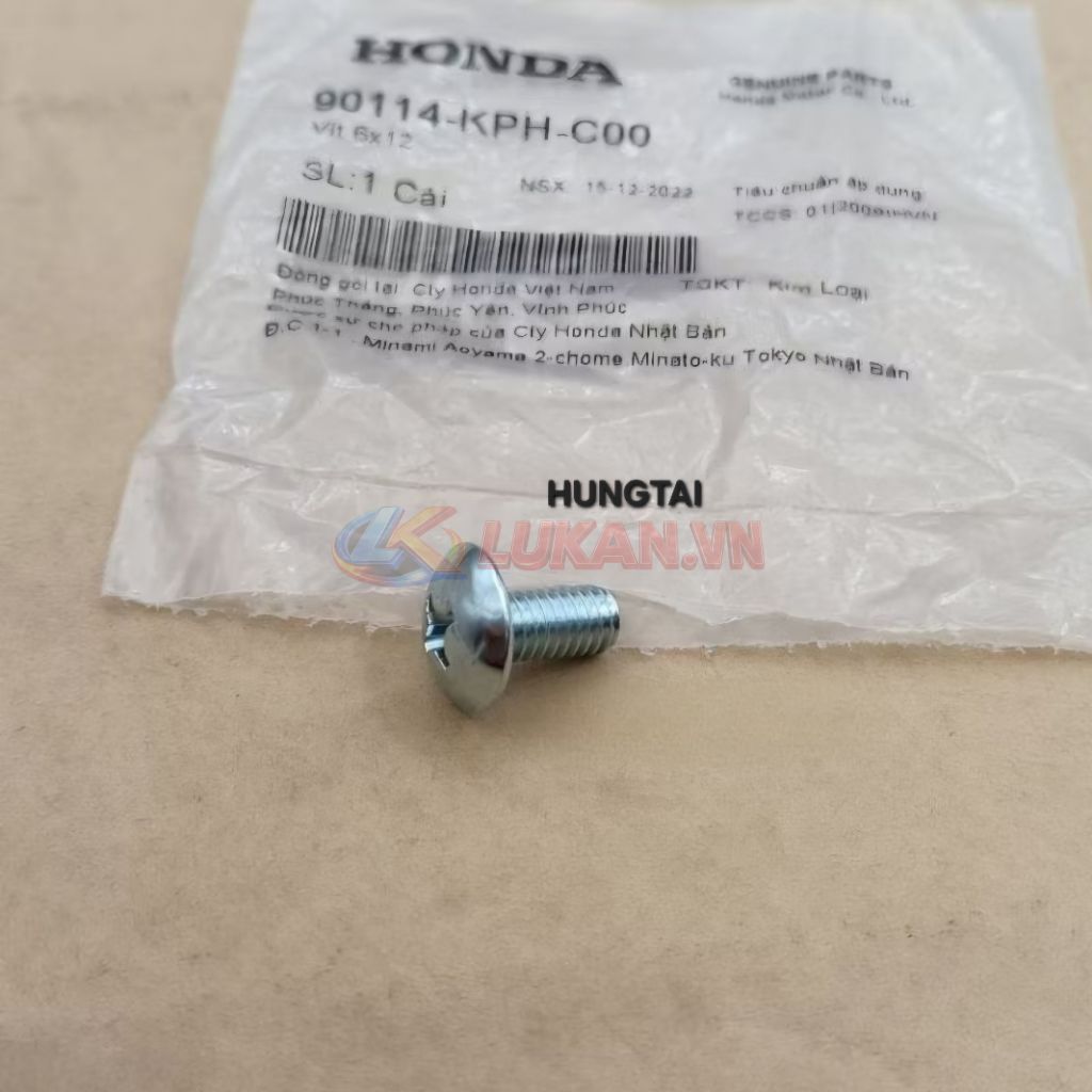 Ốc, vít 6x12 bắt nhựa mặt nạ WAVE A, RS, S100... zin Honda 90114-KPH-C00 - Ảnh 2