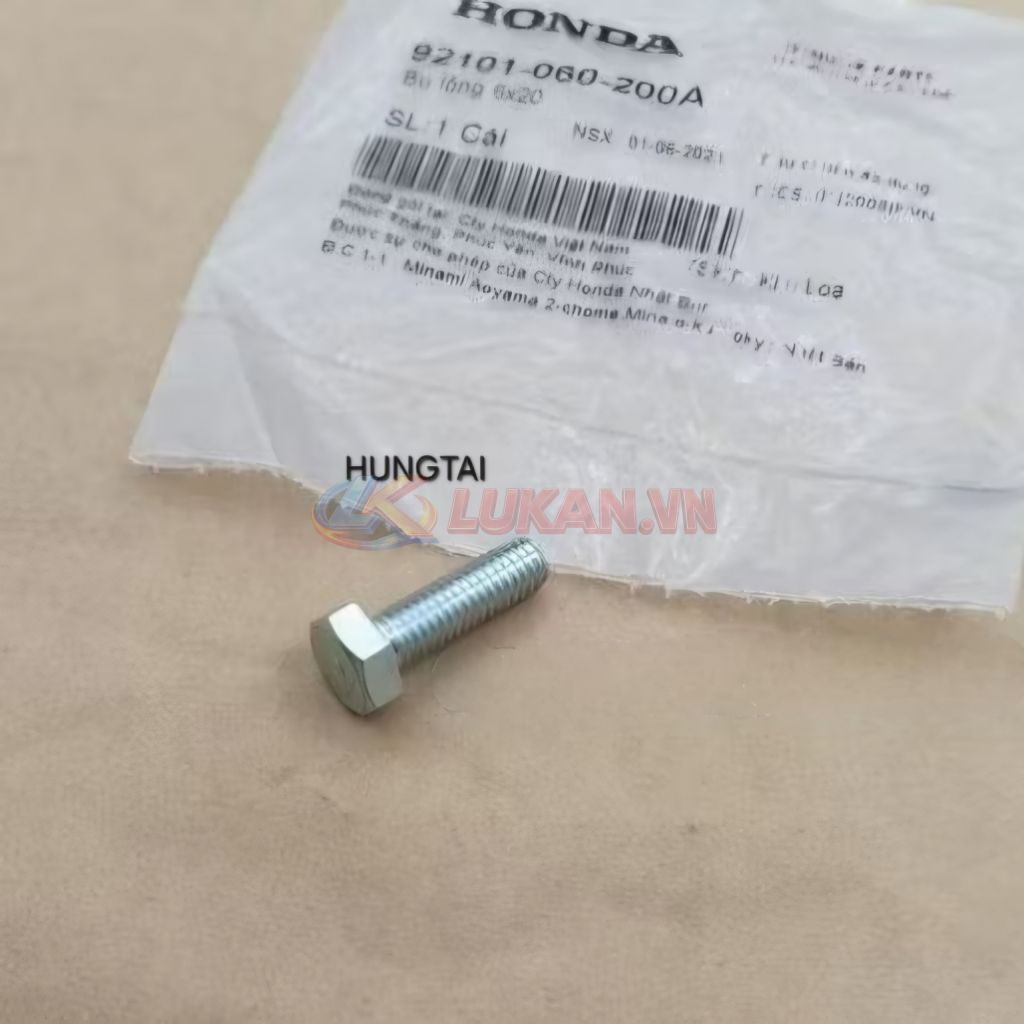 Ốc bắt cần số, pass lòng xi lanh WAVE ALPHA, ZX, FUTURE.... zin 6x20 92101-060-200A - Ảnh 4