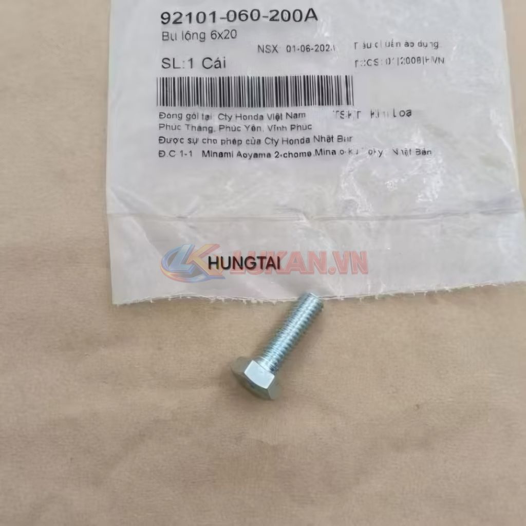 Ốc bắt cần số, pass lòng xi lanh WAVE ALPHA, ZX, FUTURE.... zin 6x20 92101-060-200A - Ảnh 2