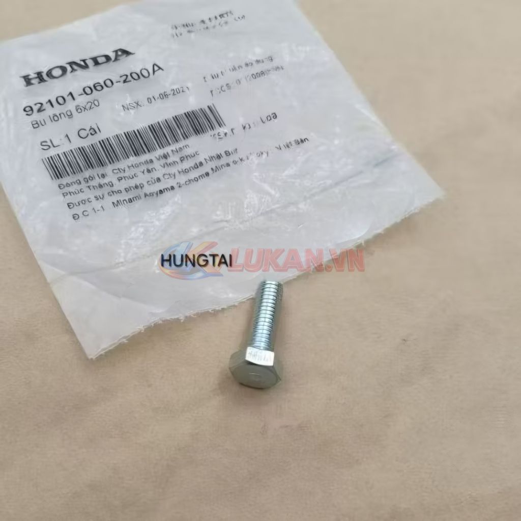 Ốc bắt cần số, pass lòng xi lanh WAVE ALPHA, ZX, FUTURE.... zin 6x20 92101-060-200A - Ảnh 3