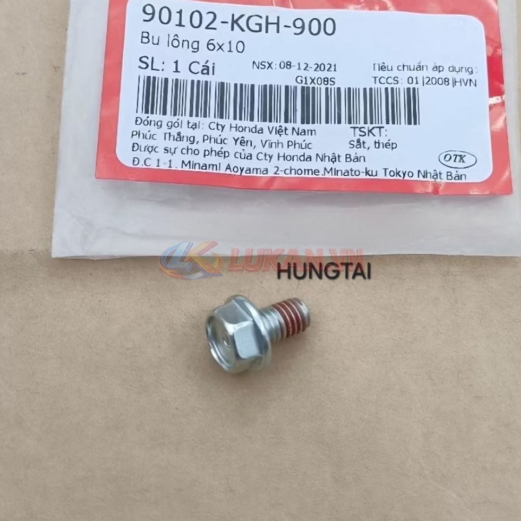 Ốc, bu lông 6x10 kẹp ống dây dầu phanh WAVE Thái, ZX, RS, S100, FUTURE.... zin 90102-KGH-900 - Ảnh 4