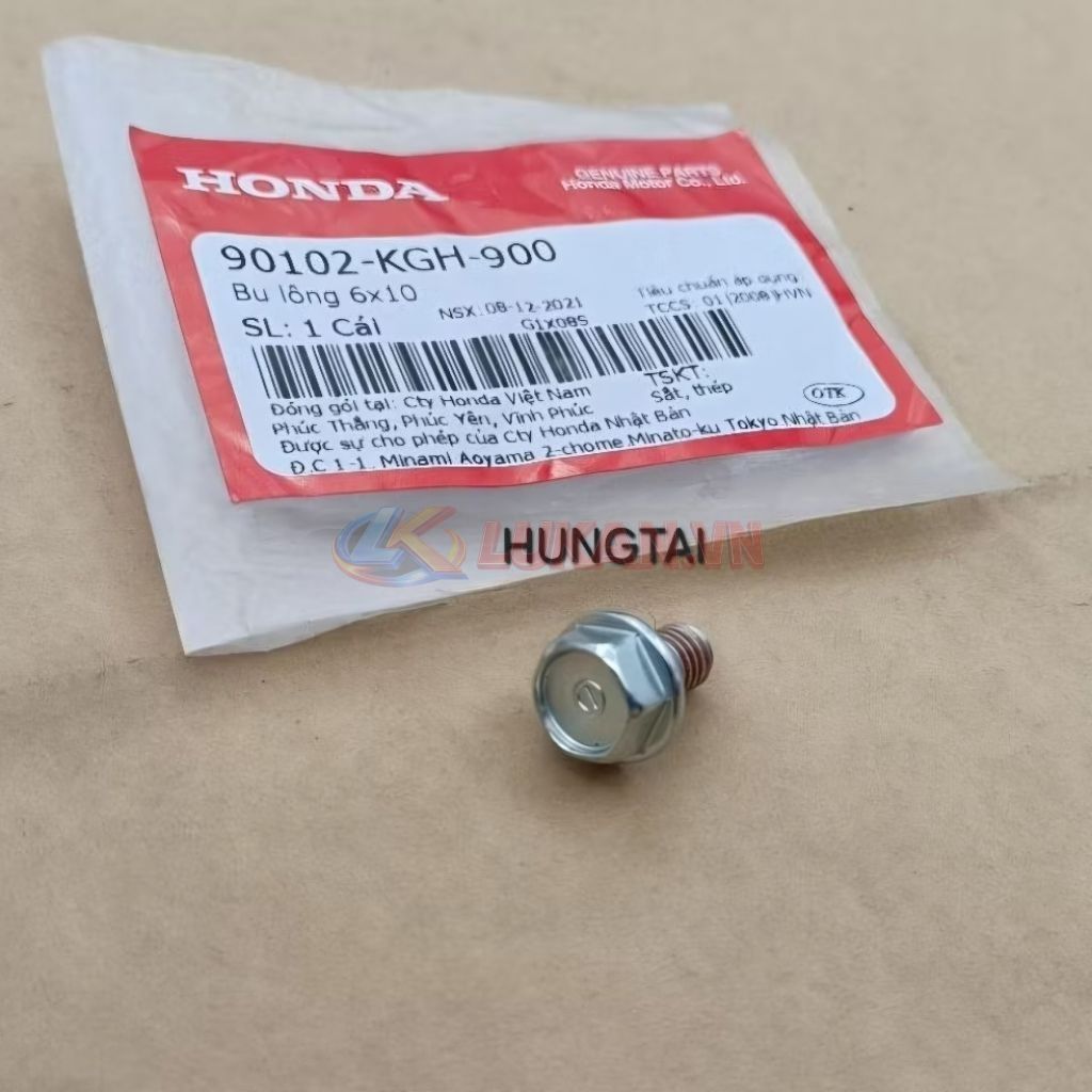Ốc, bu lông 6x10 kẹp ống dây dầu phanh WAVE Thái, ZX, RS, S100, FUTURE.... zin 90102-KGH-900 - Ảnh 2