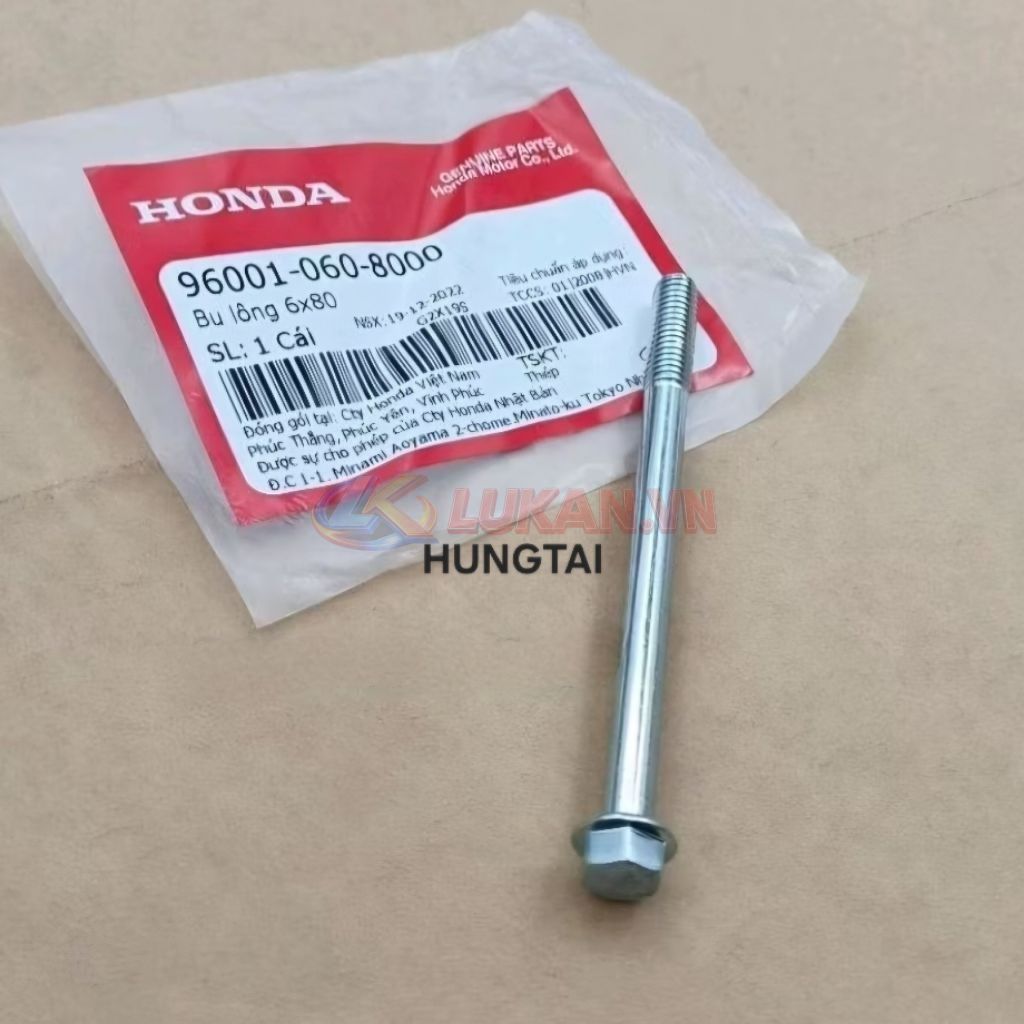 Ốc, bu lông 6x80 lốc máy, nồi côn DREAM, WAVE, FUTURE... zin Honda 96001-060-8000