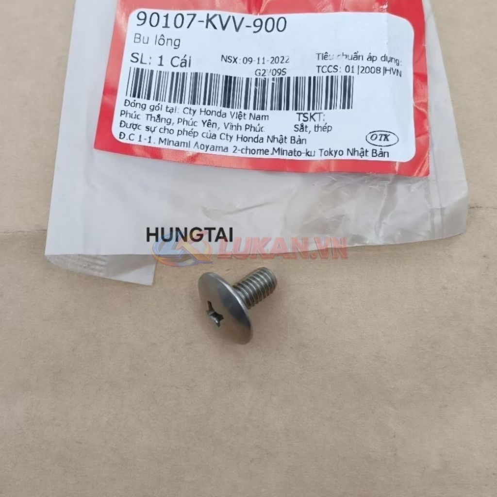 Ốc, vít vĩ che thân pô ống xã DREAM, WAVE, FUTURE... zin 90107-KVV-900 - Ảnh 2