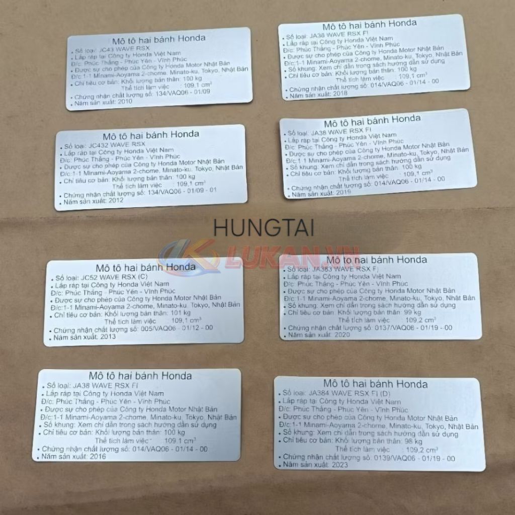 Tem thông số năm sản xuất WAVE RSX 110 nhựa bợ cổ, yếm khóa - Ảnh 2