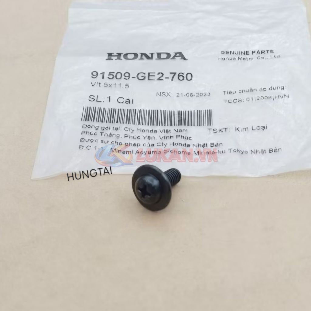 Ốc, vít 5x11 yếm, ốp sườn, dàn áo WAVE Thái, ALPHA, RS, S100.... zin 91509-GE2-760 - Ảnh 2