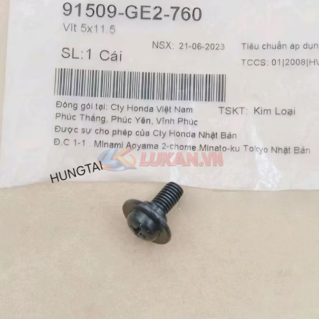 Ốc, vít 5x11 yếm, ốp sườn, dàn áo WAVE Thái, ALPHA, RS, S100.... zin 91509-GE2-760