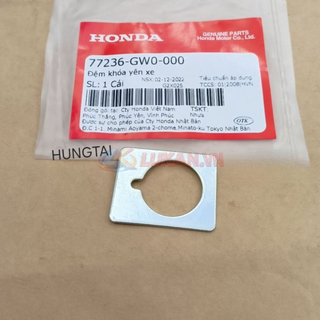 Đệm phẳng, ổ khóa cốp yên ngồi xe DREAM, WAVE.... zin 77236-GW0-000