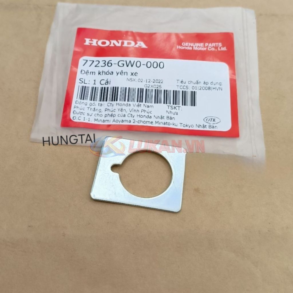 Đệm phẳng, ổ khóa cốp yên ngồi xe DREAM, WAVE.... zin 77236-GW0-000 - Ảnh 3