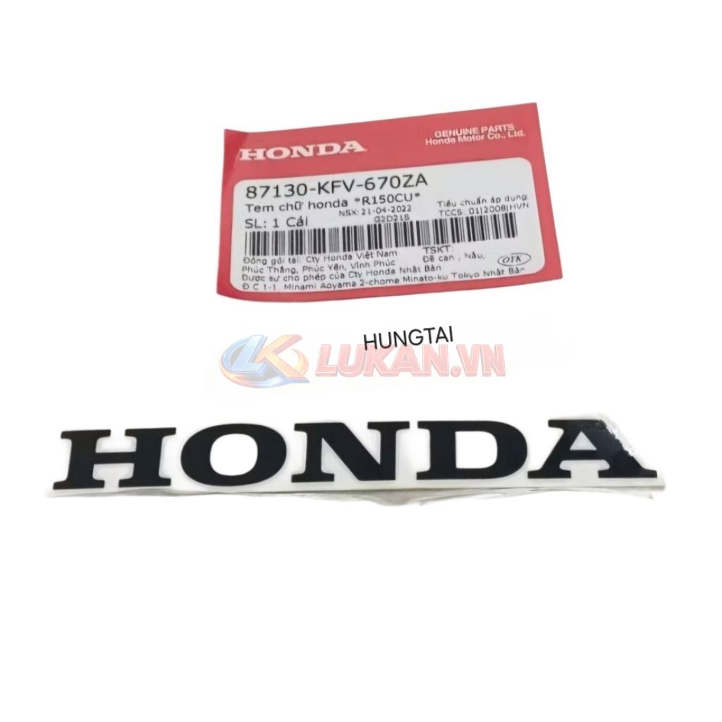 Tem chữ Honda dán nhựa bửng, yếm xe Super DREAM zin 87130-KFV-670ZA - Ảnh 2