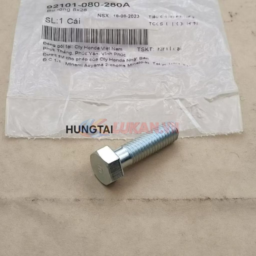 Ốc, bu lông 8x28 pass đùi nhôm gác chân trái WAVE Thái, ALPHA, ZX, FUTURE 1... zin 92101-080-280A - Ảnh 2