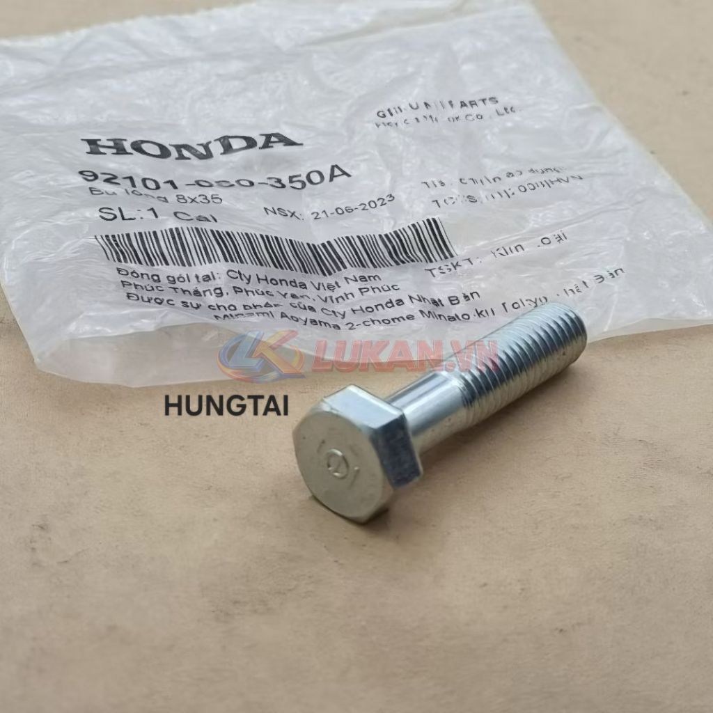 Ốc, bu lông 8x35 đùi pass nhôm gác chân WAVE Thái, ALPHA, ZX, FUTURE.... zin 92101-080-350A - Ảnh 3