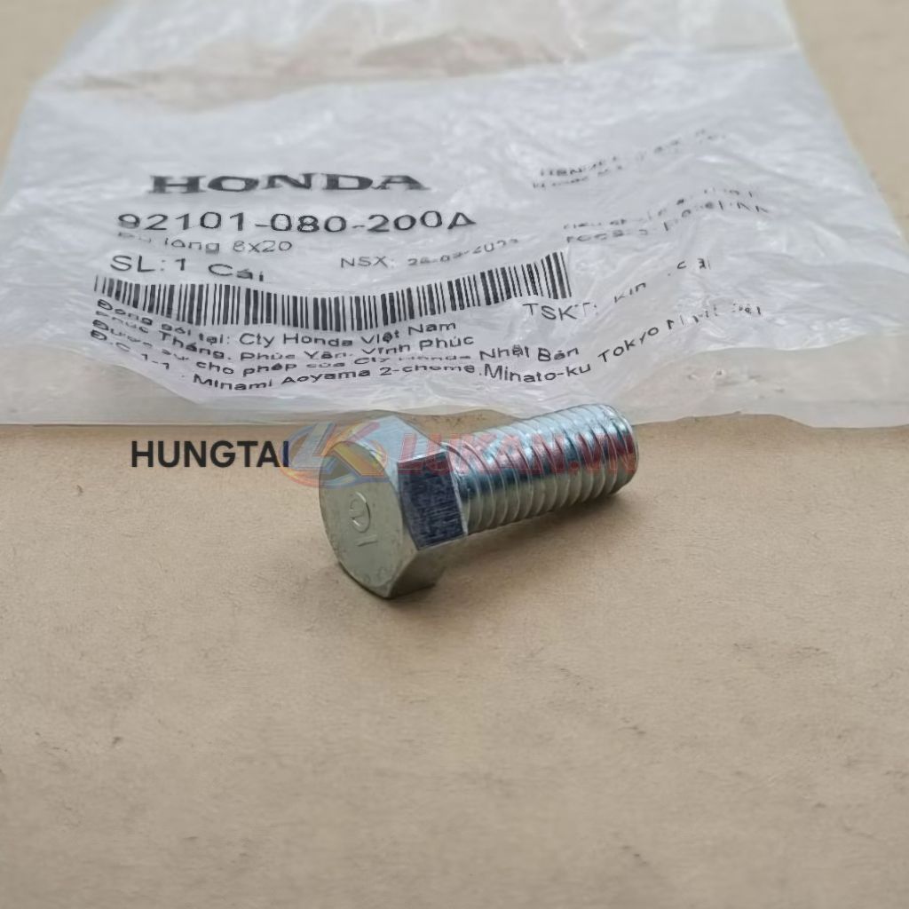 Ốc, bu lông 8x20 pass đùi gác chân WAVE Thái, ALPHA, ZX, FUTURE.... zin 92101-080-200A - Ảnh 4