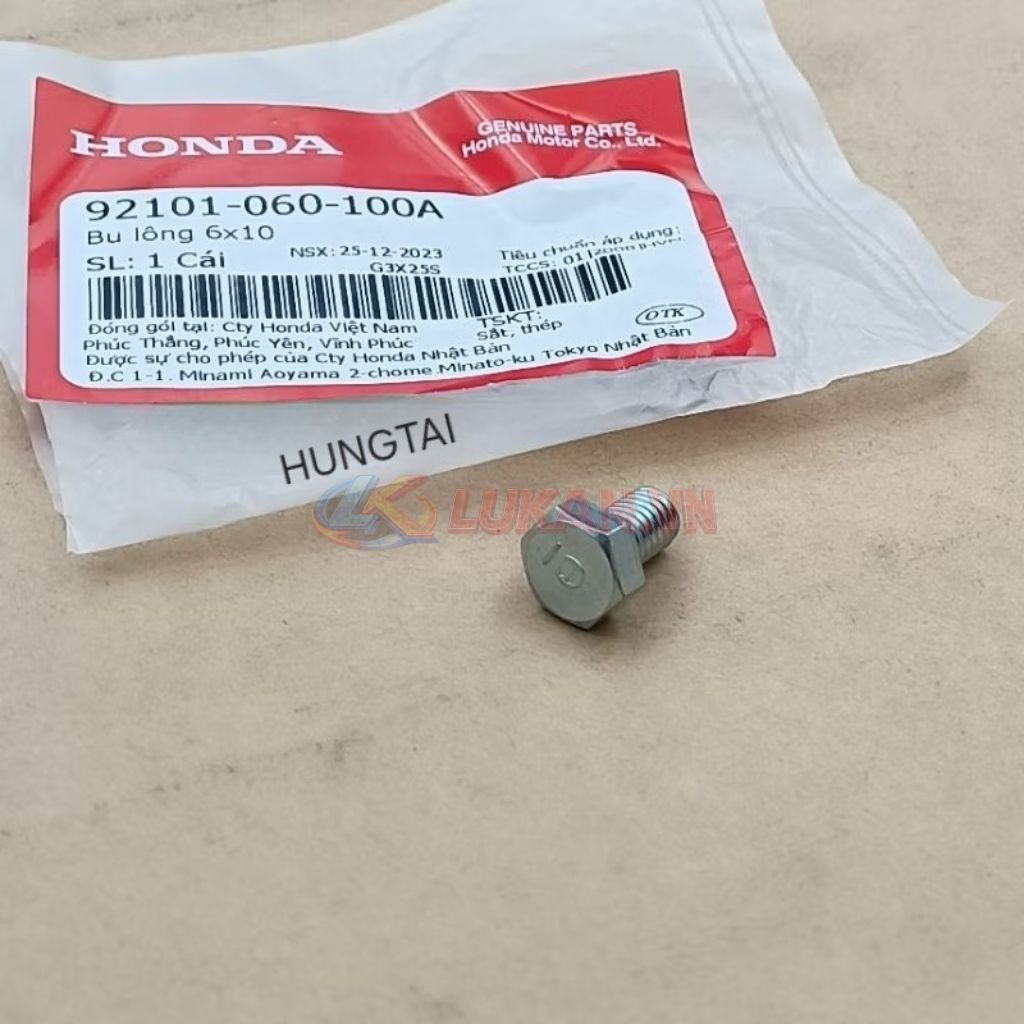 Ốc, bu lông tán cốt số, nhông tải DREAM, WAVE, FUTURE... 6x10 zin 92101-060-100A - Ảnh 2
