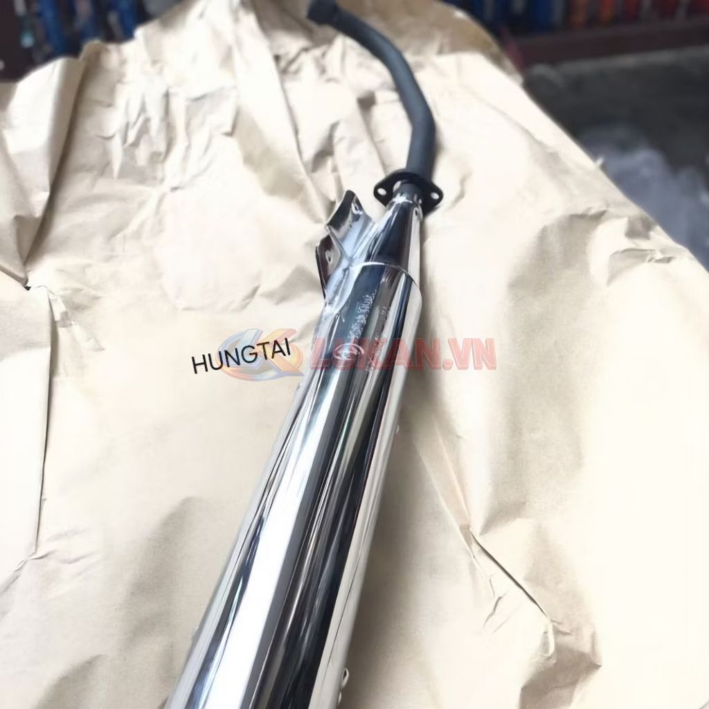 Cây Pô ống xã xe WAVE 2004 Thái cổ đen, đít xéo zin chính hãng - Ảnh 6