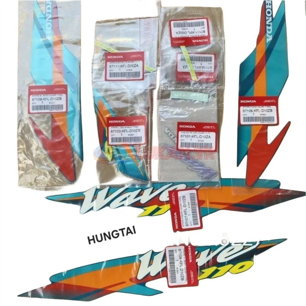 Bộ tem dán xe WAVE Thái 110 Xanh zin chính hãng honda - Ảnh 2