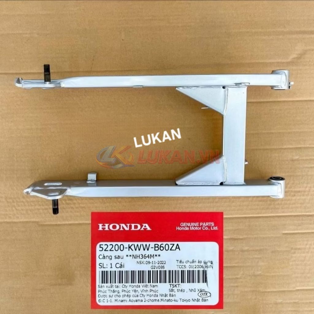 Càng gắp, gấp bánh sau xe WAVE S110, RS, RSX... Bạc zin 52200-KWW-B60ZA