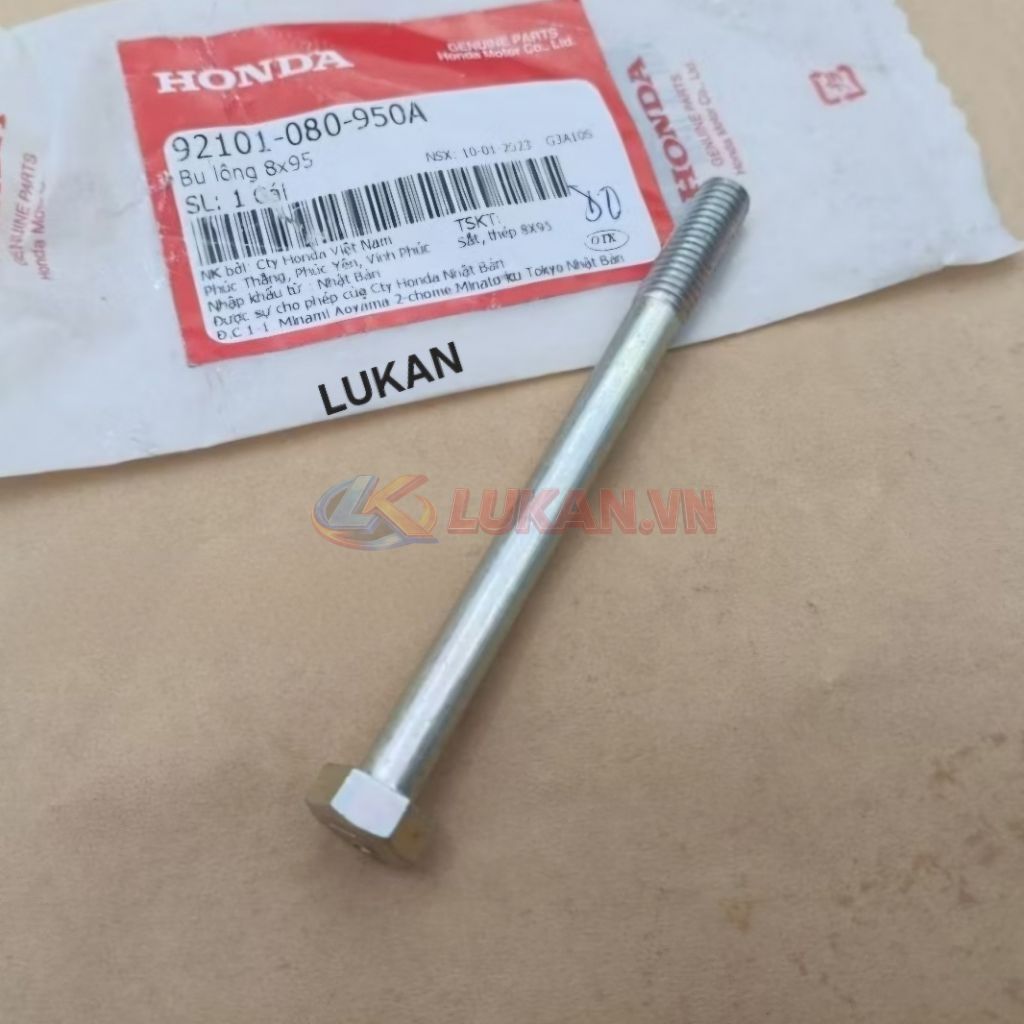 Ốc treo lòng hơi xi lanh WAVE Thái 110, FUTURE 1.... bu lông 8x95 zin 92101-080-950A - Ảnh 3