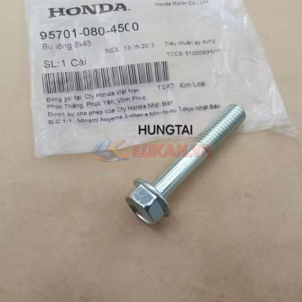Ốc, bu lông treo pô ống xã xe WAVE, FUTURE 125, WINNER... 8x45 zin 95701-080-4500