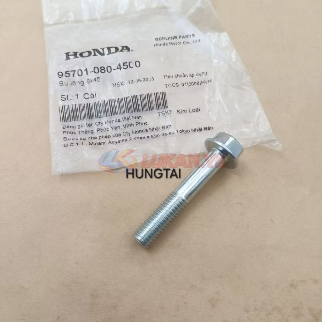 Ốc, bu lông treo pô ống xã xe WAVE, FUTURE 125, WINNER... 8x45 zin 95701-080-4500 - Ảnh 2
