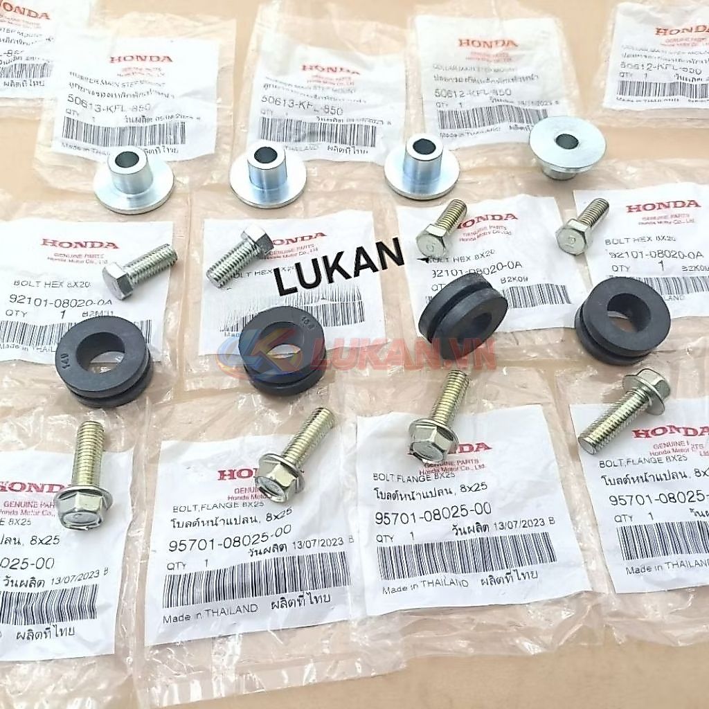 Full bộ ốc gác chân máy giữa 2 tầng WAVE Thái, FUTURE 1, NEO 125... zin 50613-KFL-850 - Ảnh 2