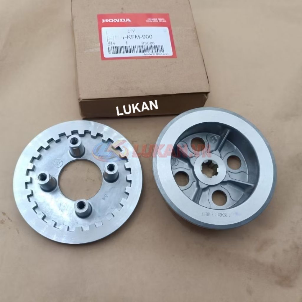 Cặp mặt đế nhôm nồi côn, ly hợp DREAM, WAVE, FUTURE... zin Honda 22121-KFM-900, 22350-115-020