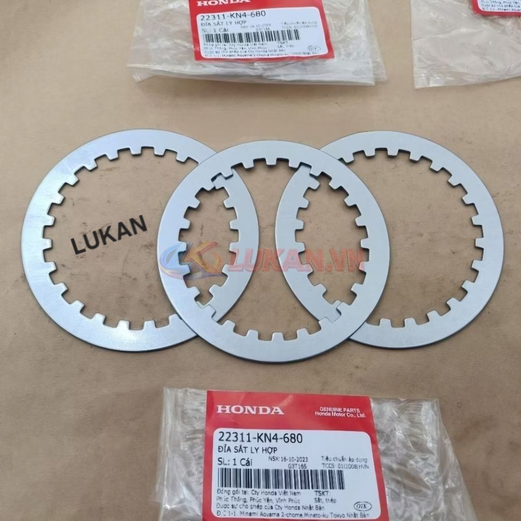 Bộ 3 lá sắt nồi côn, ly hợp xe DREAM, WAVE, FUTURE 1... zin Honda 22311-KN4-680