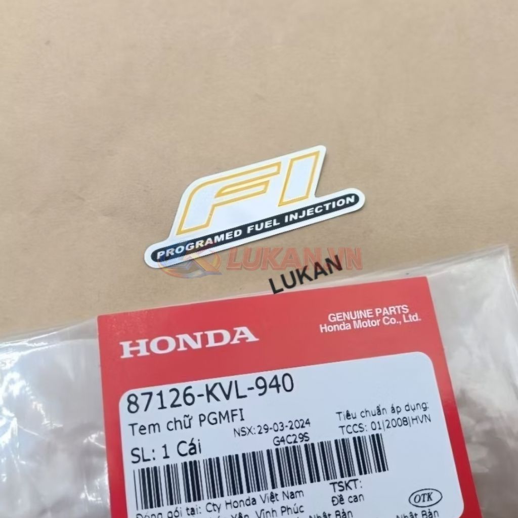 Tem chữ Fi xi bạc, mặt nạ xe FUTURE NEO, X 125 zin Honda 87126-KVL-940 - Ảnh 4