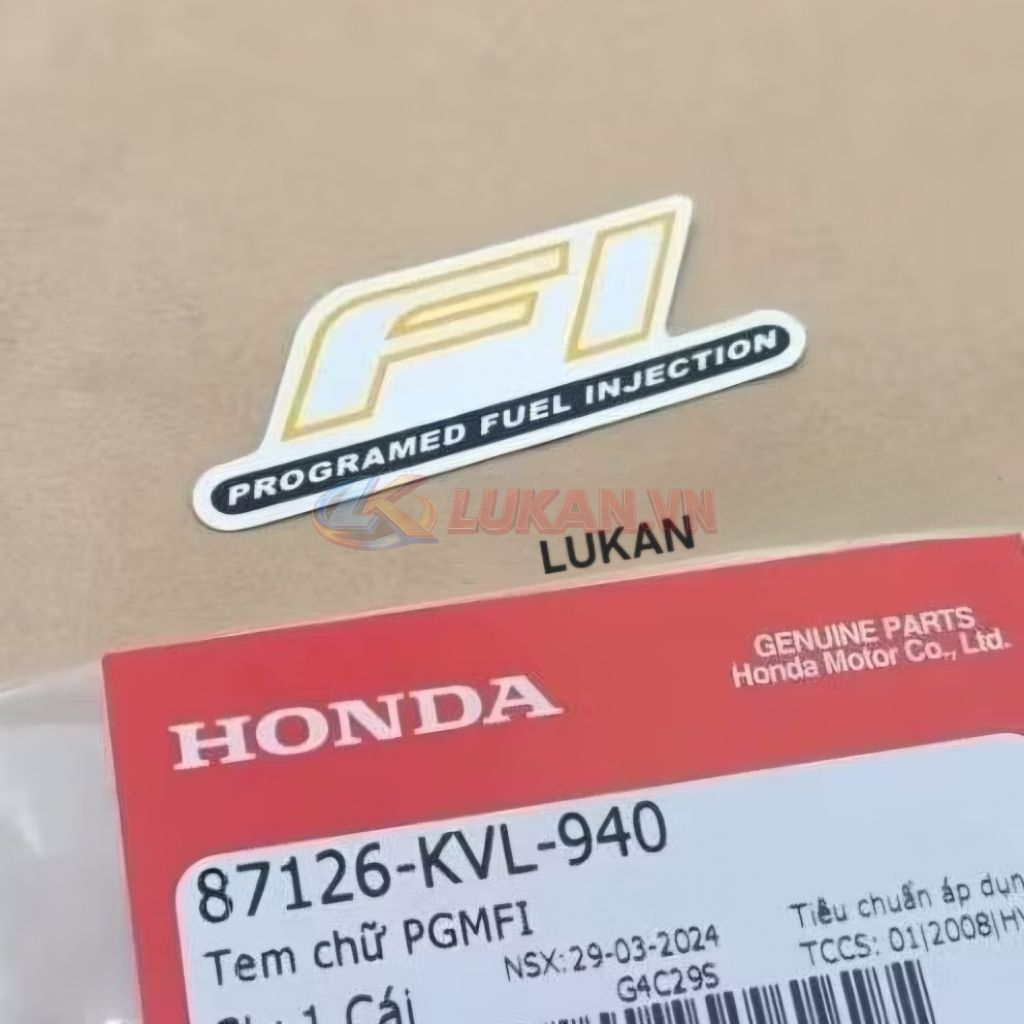 Tem chữ Fi xi bạc, mặt nạ xe FUTURE NEO, X 125 zin Honda 87126-KVL-940