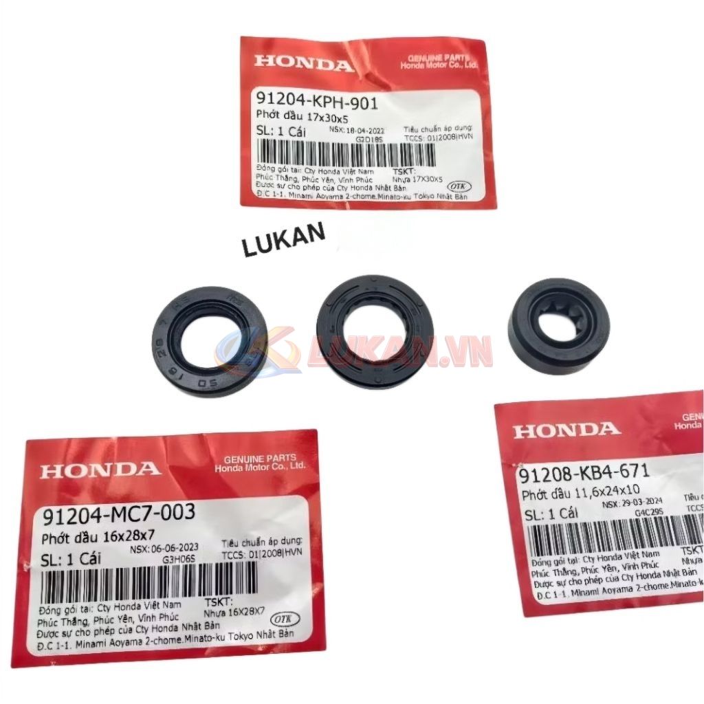Bộ 3 phốt, phớt lốc máy xe FUTURE 2, NEO, MẬP, LED 125... zin Honda 91205-KPH-901, 91204-MC7-003, 91208-KP4-671 - Ảnh 3