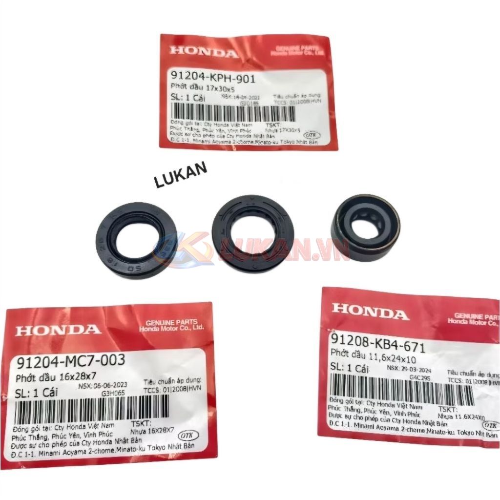 Bộ 3 phốt, phớt lốc máy xe FUTURE 2, NEO, MẬP, LED 125... zin Honda 91205-KPH-901, 91204-MC7-003, 91208-KP4-671 - Ảnh 4