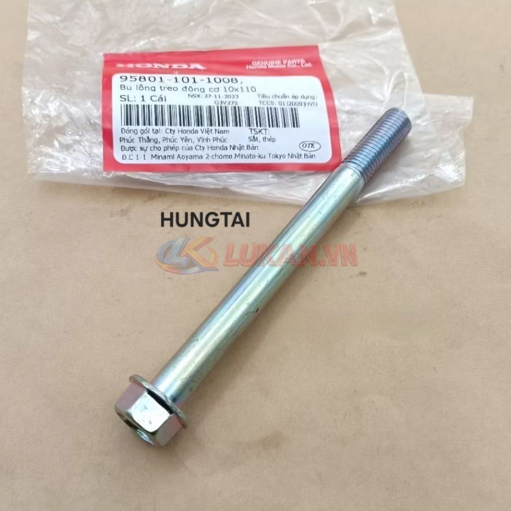 Ốc, bu lông treo máy, động cơ xe FUTURE 2, NEO, LED, WAVE 125... 10x110 zin 95801-101-1008 - Ảnh 4