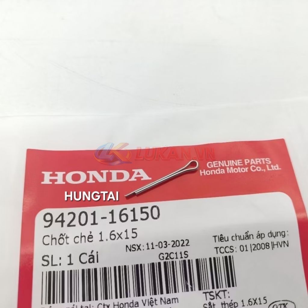 Chốt chẻ cao su gác chân sau DREAM, WAVE, FUTURE... zin 1.6x15 94201-16150 - Ảnh 4