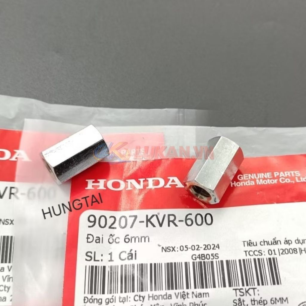 1 Ốc, tán cổ pô 6mm đầu bằng WAVE A, RS, S100, RSX... zin 90207-KVR-600 - Ảnh 3