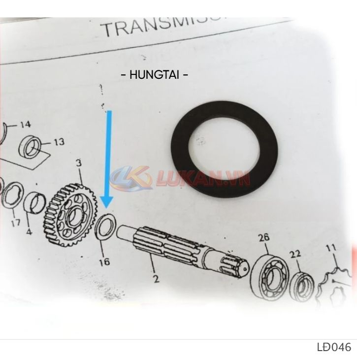 Đệm phẳng, lông đền 17mm cốt số, nhông tải DREAM, WAVE, FUTURE 1... zin 90452-GB4-770 - Ảnh 2