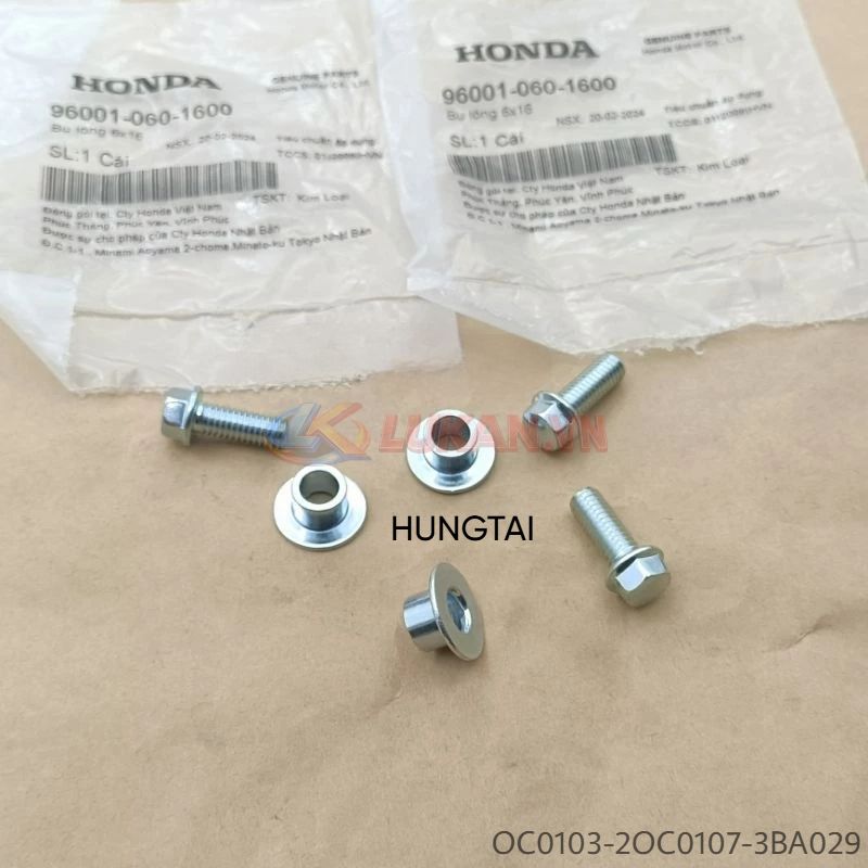 Bộ ốc, bạc đệm dè chắn bùn trước WAVE Thái, ALPHA, ZX... zin Honda 96001-060-1600 - Ảnh 3
