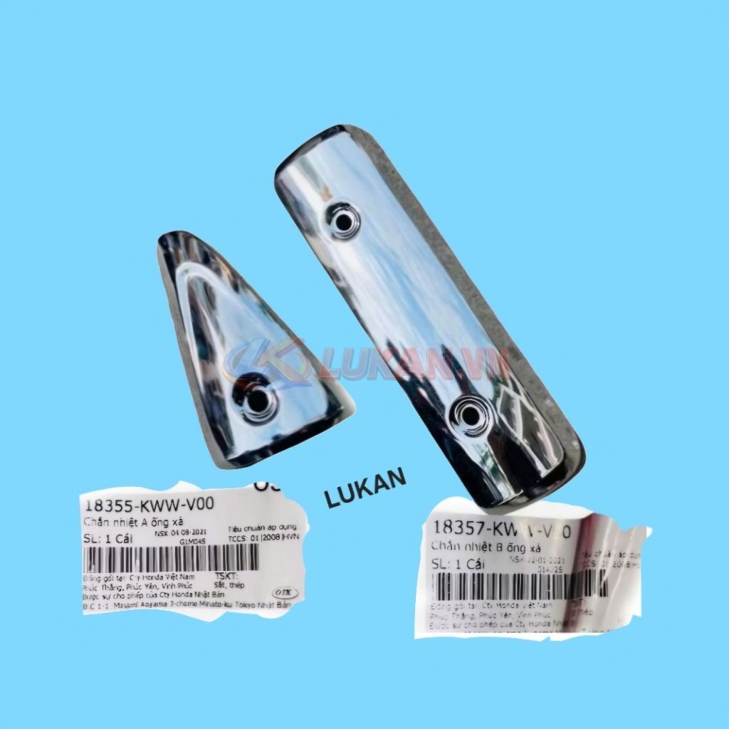 2 ốp vĩ inox che pô ống xã xe WAVE S110, RSX... zin 18357-KWW-V00, 18355-KWW-V00 - Ảnh 2