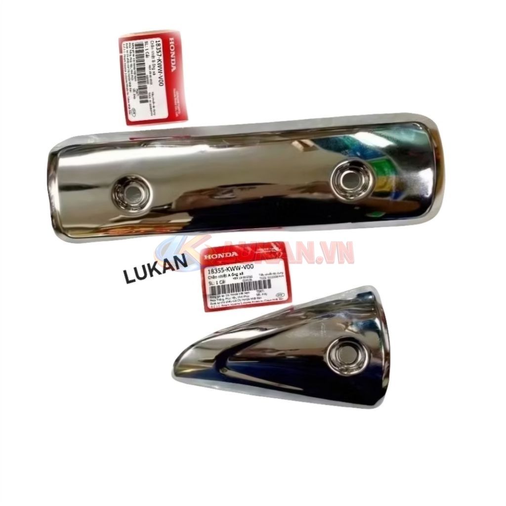 2 ốp vĩ inox che pô ống xã xe WAVE S110, RSX... zin 18357-KWW-V00, 18355-KWW-V00 - Ảnh 3