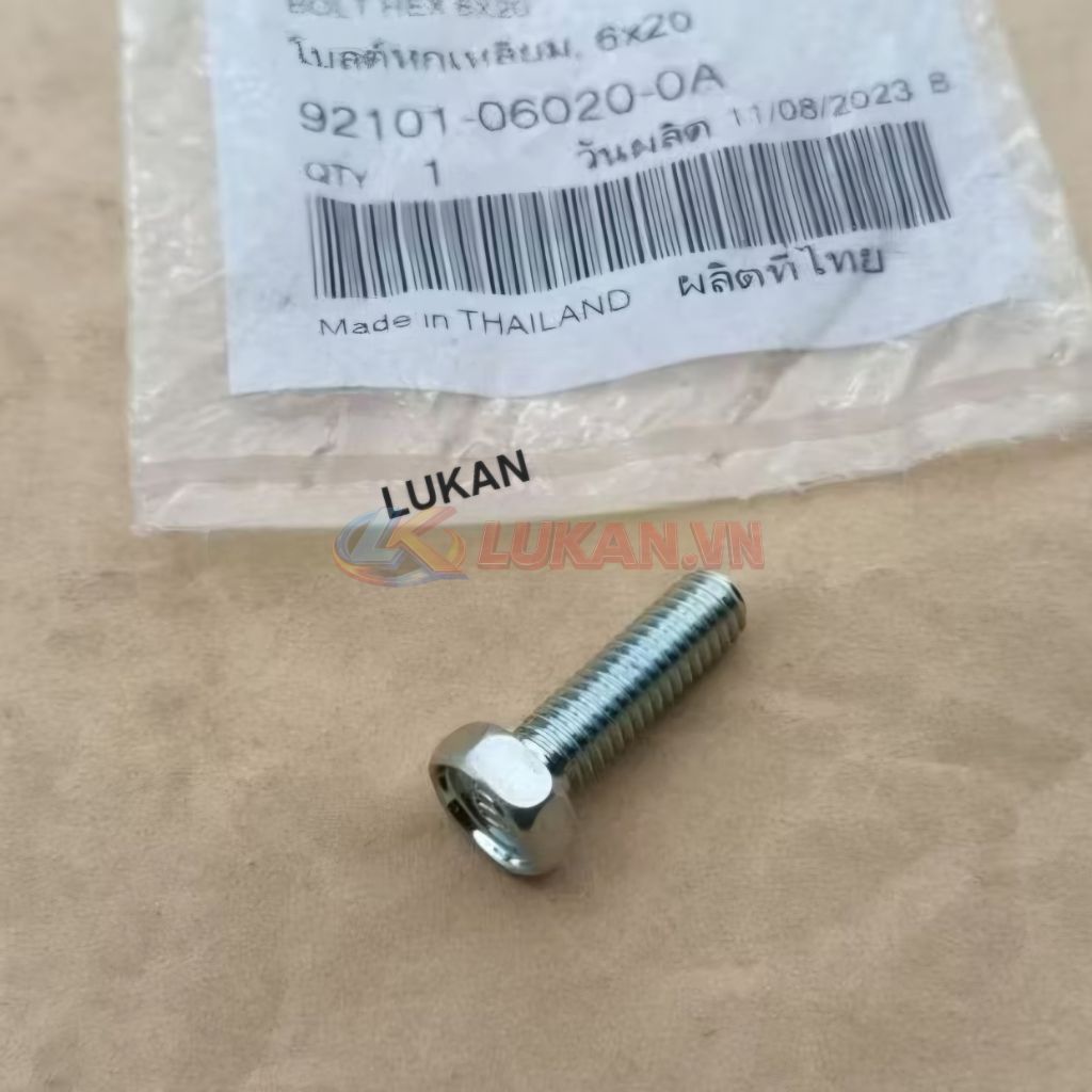 Ốc, bu lông 6x20 giò đạp khởi động DREAM, WAVE... zin Honda Thái 92101-06020-0A