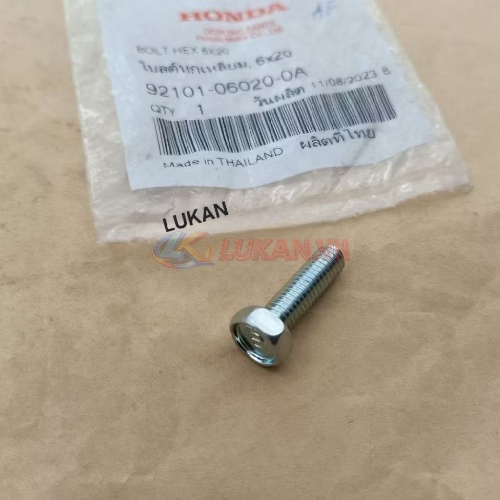 Ốc, bu lông 6x20 giò đạp khởi động DREAM, WAVE... zin Honda Thái 92101-06020-0A - Ảnh 2