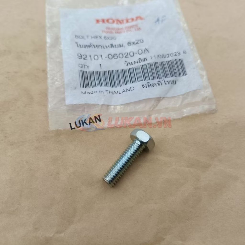 Ốc, bu lông 6x20 giò đạp khởi động DREAM, WAVE... zin Honda Thái 92101-06020-0A - Ảnh 3