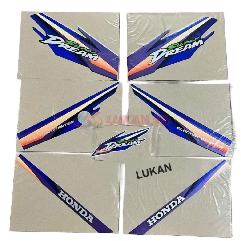 Bộ tem xe Super DREAM Xanh tím đời đầu zin chính hãng - Ảnh 3