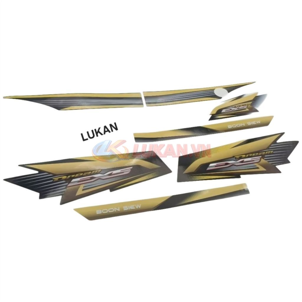 Bộ tem ex5 malay xe DREAM vàng đen sọc trắng