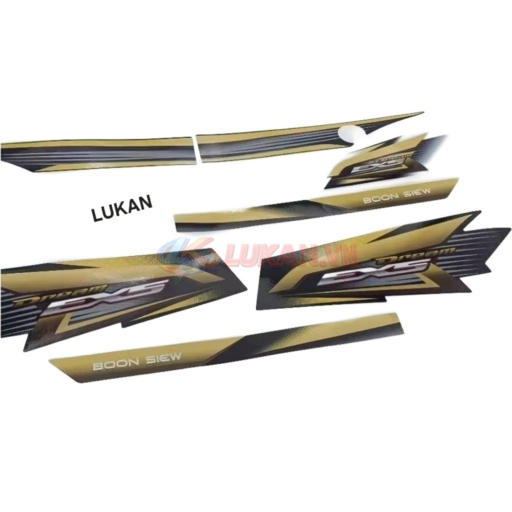 Bộ tem ex5 malay xe DREAM vàng đen sọc trắng - Ảnh 2