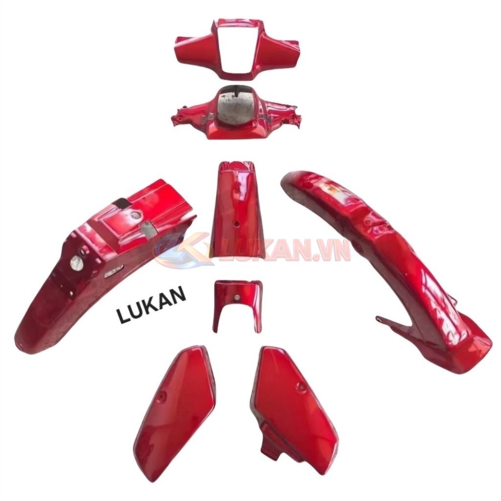 Bộ nhựa dàn áo xe CUB 82 đèn vuông màu Đỏ - Ảnh 3