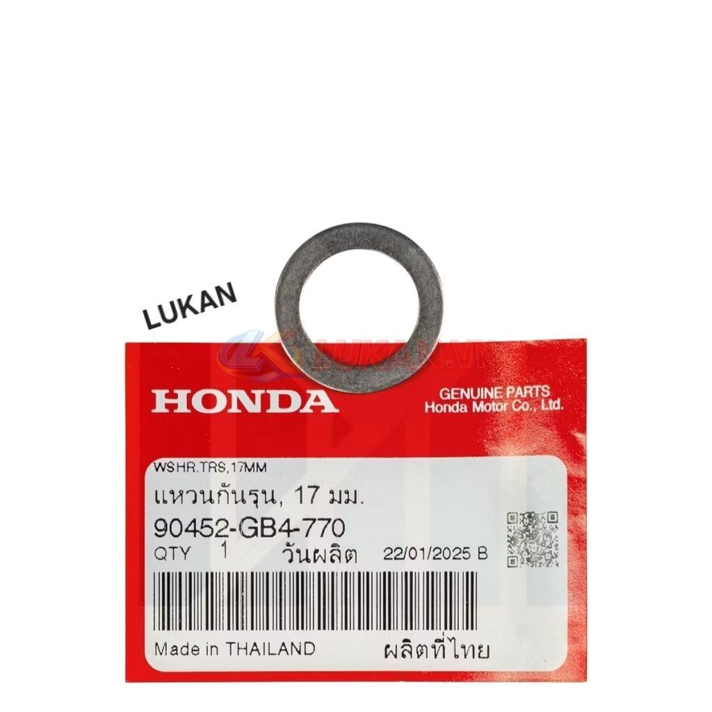 Đệm phẳng, lông đền 17mm cốt số, nhông tải DREAM, WAVE, FUTURE 1... zin 90452-GB4-770 - Ảnh 6