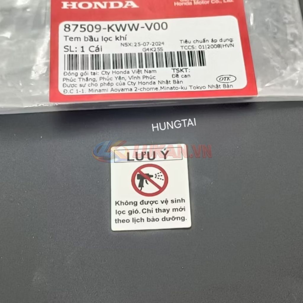 Tem thông số hộp pô e, lọc gió bao tử WAVE, FUTURE.... zin 87509-KWW-V00 - Ảnh 4