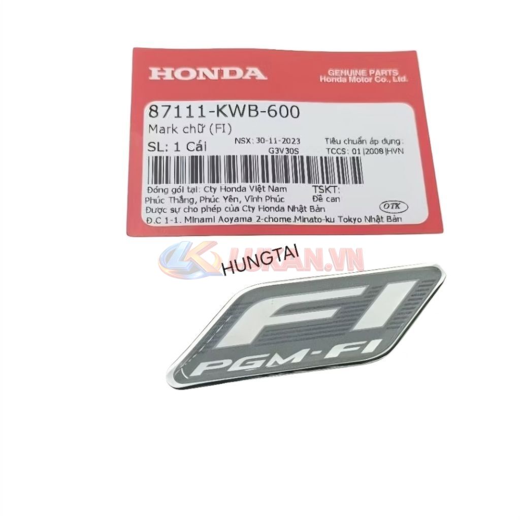 Tem đen logo FI nhựa đầu đèn xe WAVE, FUTURE... zin Honda 87111-KWB-600 - Ảnh 4