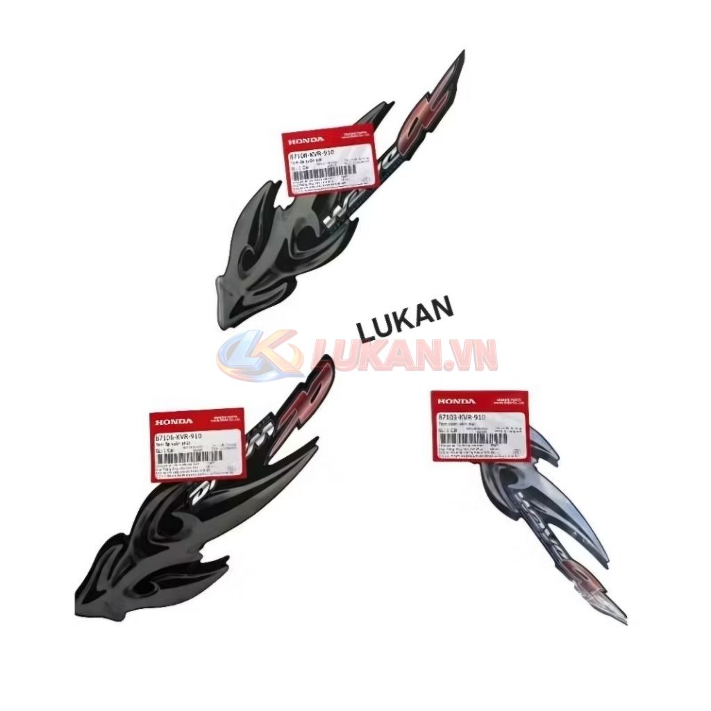 Bộ tem dán xe WAVE A, ALPHA 100... xương cá zin chính hãng 87106-KVR-910, 87108-KVR-910, 87103-KVR-910 - Ảnh 2
