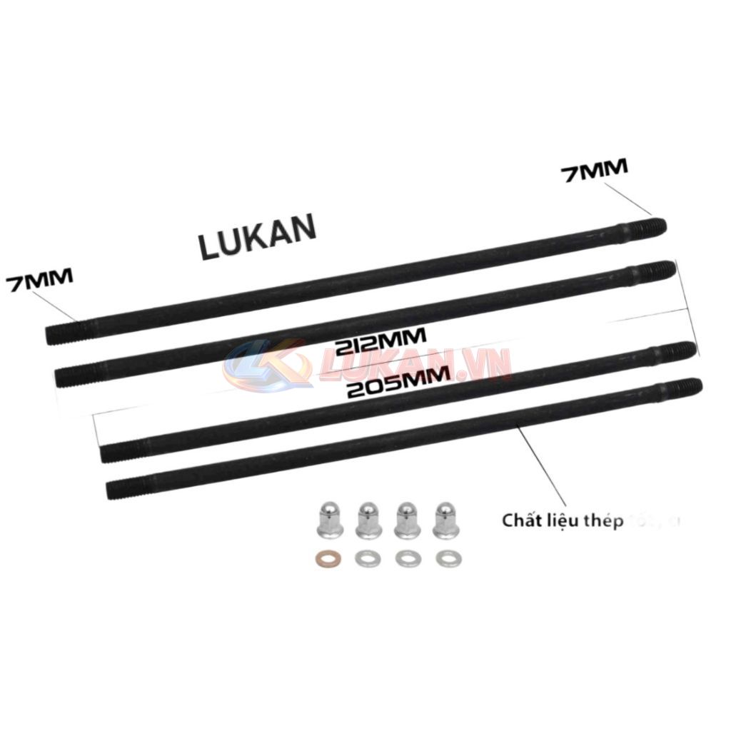 Bộ 4 cây bù rong, đũa đầu lòng thép 7li WAVE S110, RSX, ALPHA 110... đi thớt đôn 212, 205mm